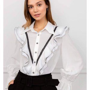 Klimt White Ruffled Blouse by J.ING